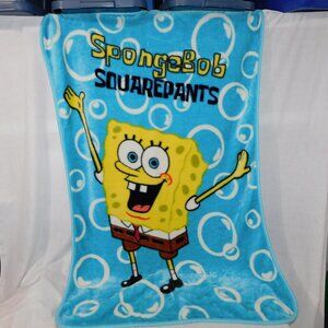 VT  Spongebob Squarepants Bubbles Blue Fleece throw Blanket  Large 60" x 40"